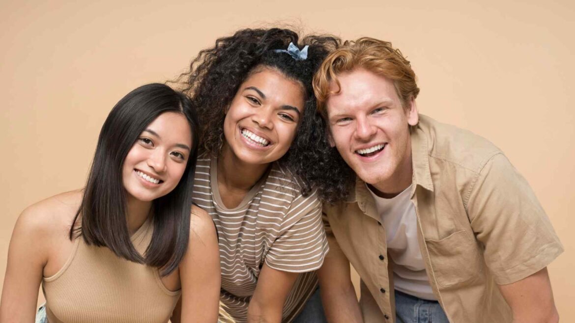 Diverse group of people with healthy, bright smiles