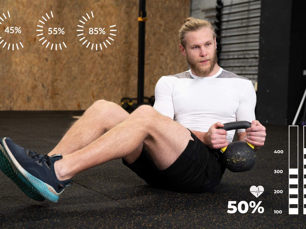 Man exercising with performance stats, showing how Pre-Workout Supplements enhance timing and effectiveness