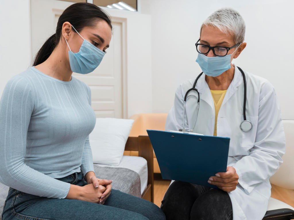 Doctor explaining health diagnostics results to patient during personalized medical consultation