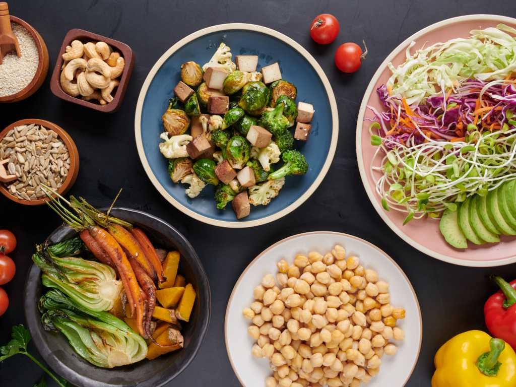 Variety of whole foods including fiber-rich vegetables, legumes, nuts and seeds as natural appetite suppressants for dietary weight control strategies